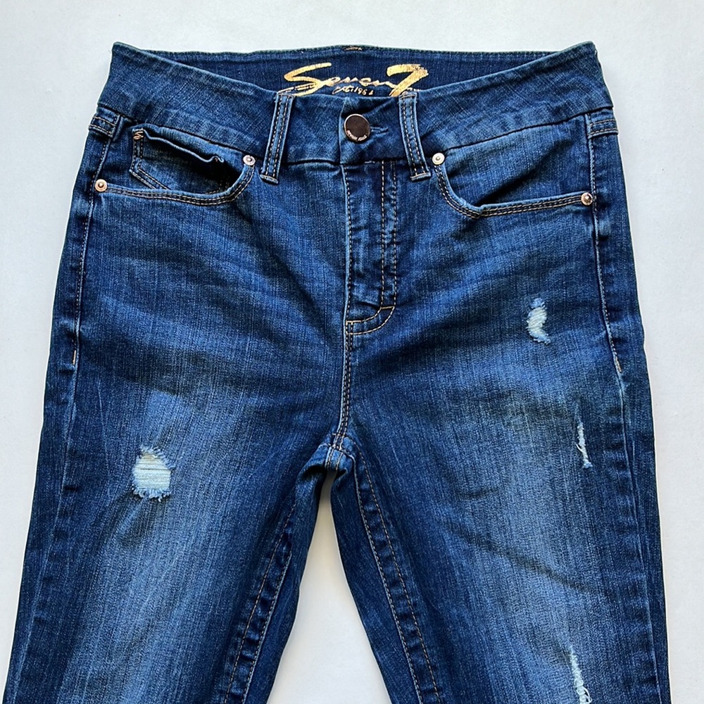 Seven7 Women's Skinny Jeans - Dark Blue Indigo - Picture 6 of 14